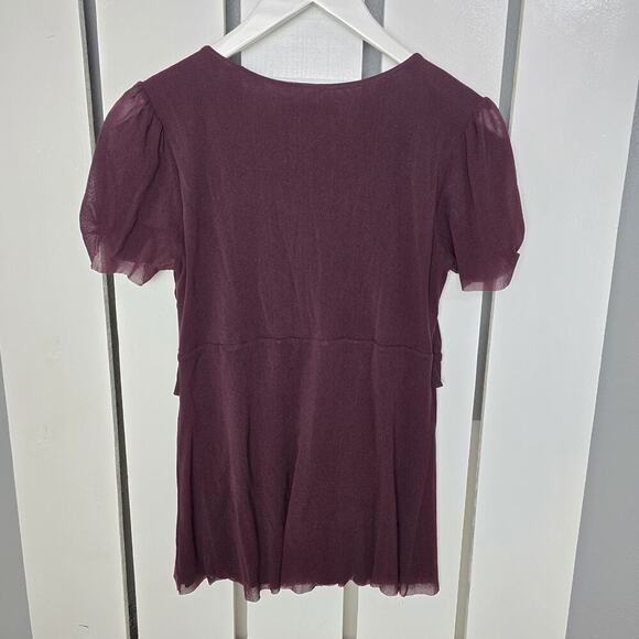 Weston Wear Sheer Silk Blend Purple Babydoll Sweetheart Top Size L Whimsigoth - Picture 2 of 9